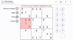 Web Sudoku screenshot 1